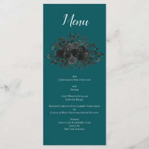 Black Teal Rose Gothic Elegant Wedding Menu