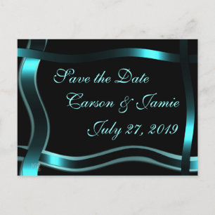 Black & Teal Save-the-Date Invitation customize