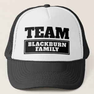 Black team personalized team name or family name trucker hat