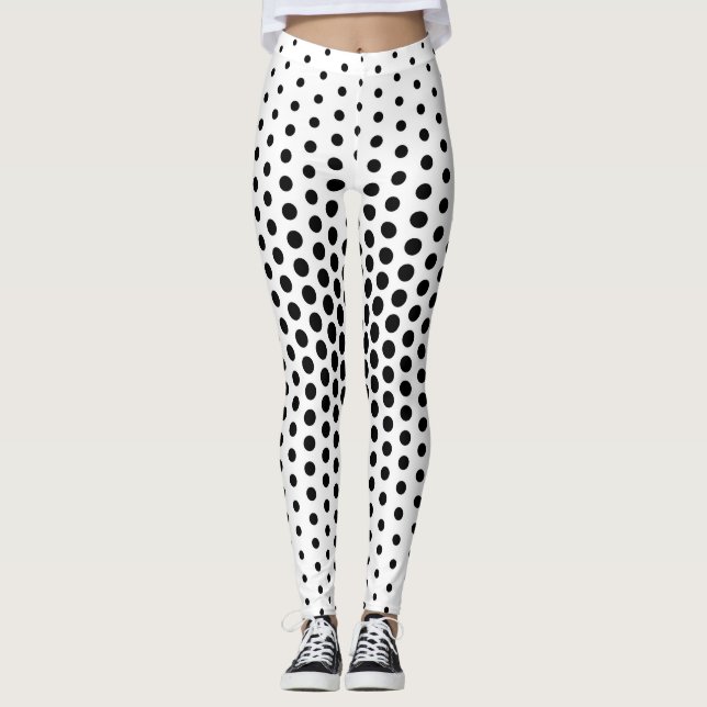 Black Techno Dot Pattern Leggings (Front)