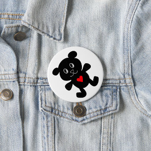 Black Teddy Bear Love 3 Inch Round Button