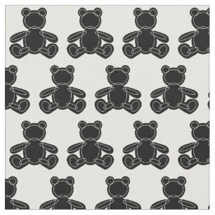 Black Teddy Bear Outline Fabric