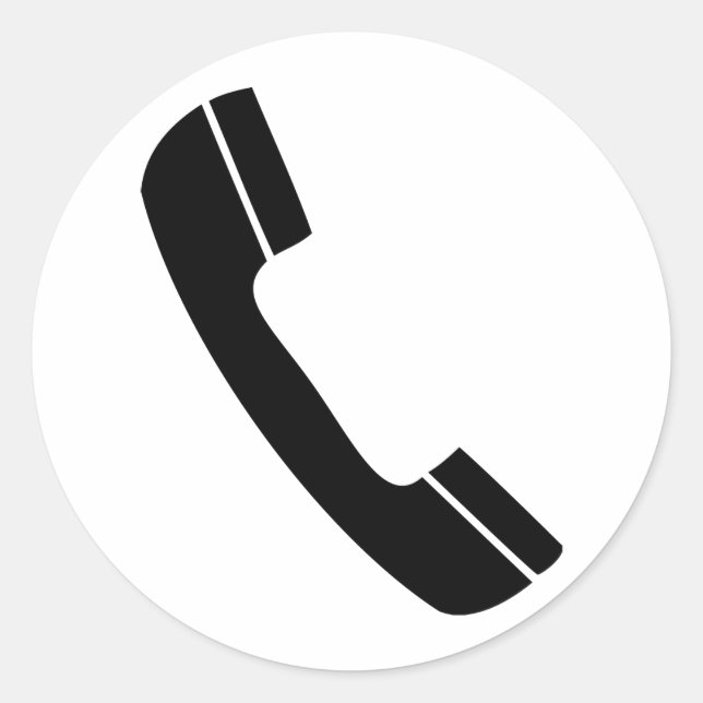black telephone icon classic round sticker (Front)