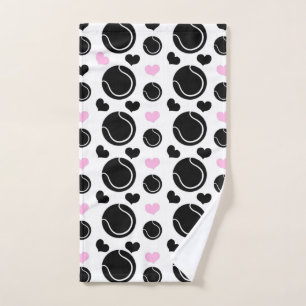 Black Tennis Balls Motif et Coeurs roses Aimer