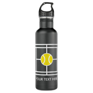 Black tennis court water bottle gift for player
