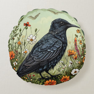 Black tern Bird Gift Home Decor Design Round Pillow