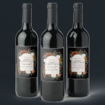 Black terracotta Christmas botanical elegant Wine  Wine Label<br><div class="desc">Black terracotta floral botanical elegant arch photo Merry Christmas holiday wine label gift favour sticker.</div>