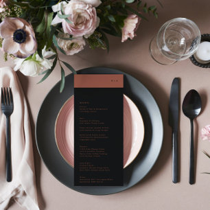 Black Terracotta Stripe Monogram Wedding Menu