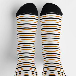 Black & Terracotta Striped Retro Cool Socks