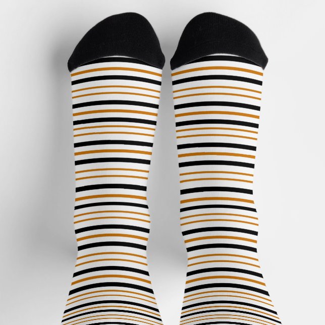 Black & Terracotta Striped Retro Cool Socks (Top)
