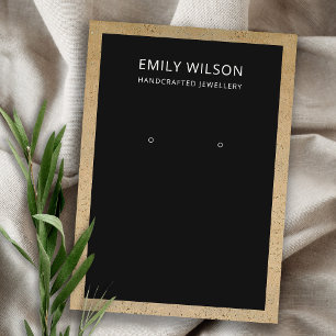 BLACK TERRACOTTA TEXTURE BORDER EARRING DISPLAY BUSINESS CARD