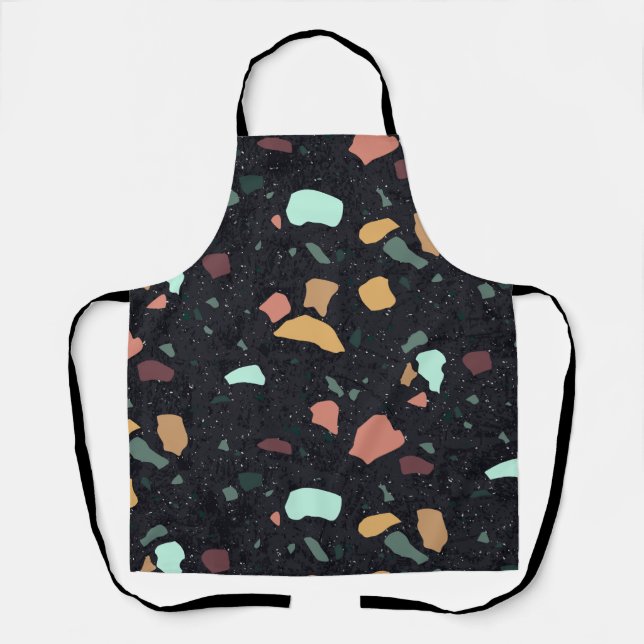Black Terrazzo Pattern Apron (Front)