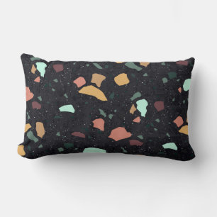 Black Terrazzo Pattern Lumbar Pillow
