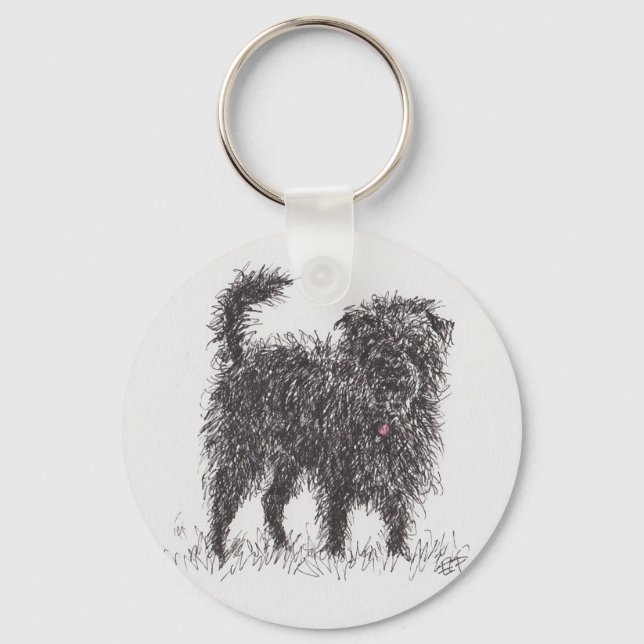 Black Terrier Button Key ring (Front)