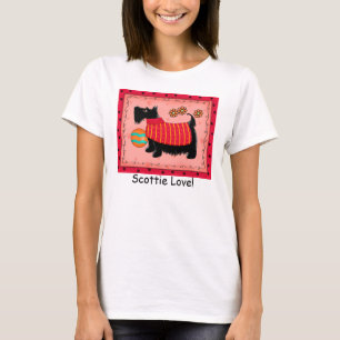 Black Terrier Dog Red Coral Custom Scottie Love T-Shirt