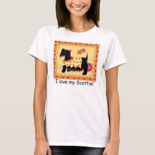 Black Terrier Dog Yellow Red Custom Scottie Love T-Shirt