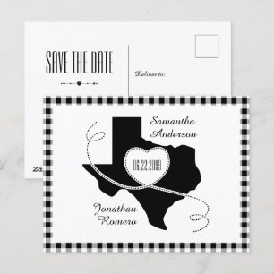 Black Texas Curling Ribbon Save the Date Postcard