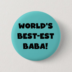 Black Text Best-est Baba T-shirts and Gifts 2 Inch Round Button