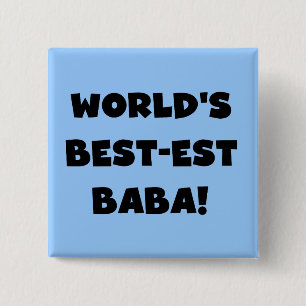Black Text Best-est Baba T-shirts and Gifts 2 Inch Square Button
