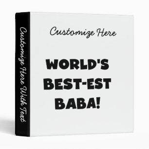 Black Text Best-est Baba T-shirts and Gifts Binder