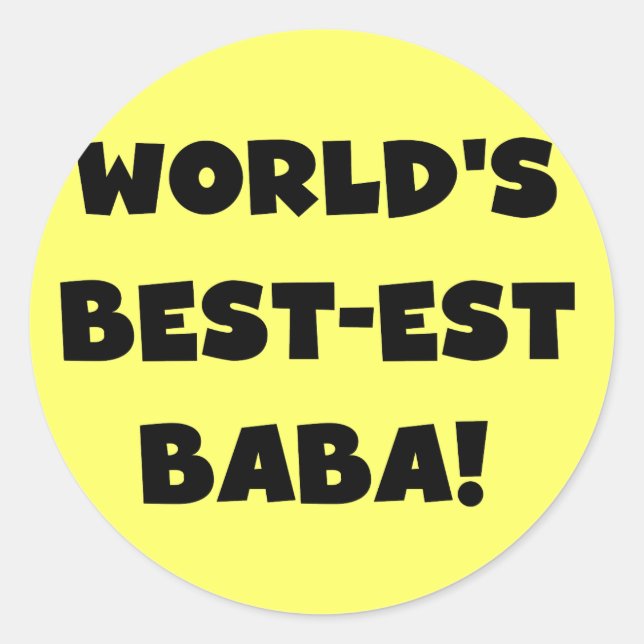 Black Text Best-est Baba T-shirts and Gifts Classic Round Sticker (Front)