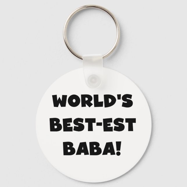 Black Text Best-est Baba T-shirts and Gifts Keychain (Front)