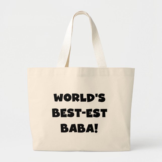 Black Text Best-est Baba T-shirts and Gifts Large Tote Bag (Front)