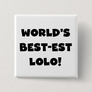 Black Text Best-est Lolo T-shirts and Gifts 2 Inch Square Button