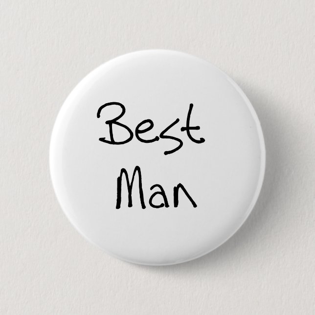 Black Text Best Man 2 Inch Round Button (Front)