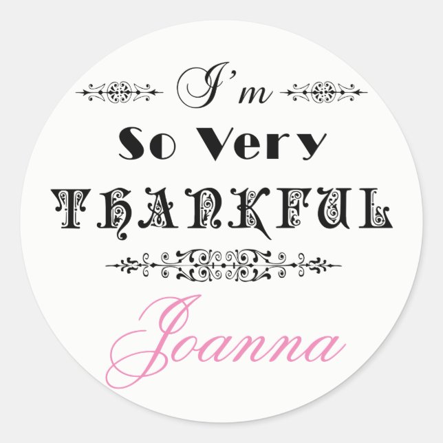 Black Text Design- Thank You Classic Round Sticker (Front)