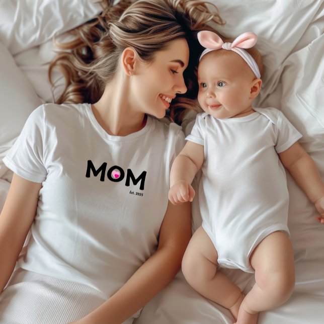 Black Text Established Mom Double Heart T-Shirt (Creator Uploaded)