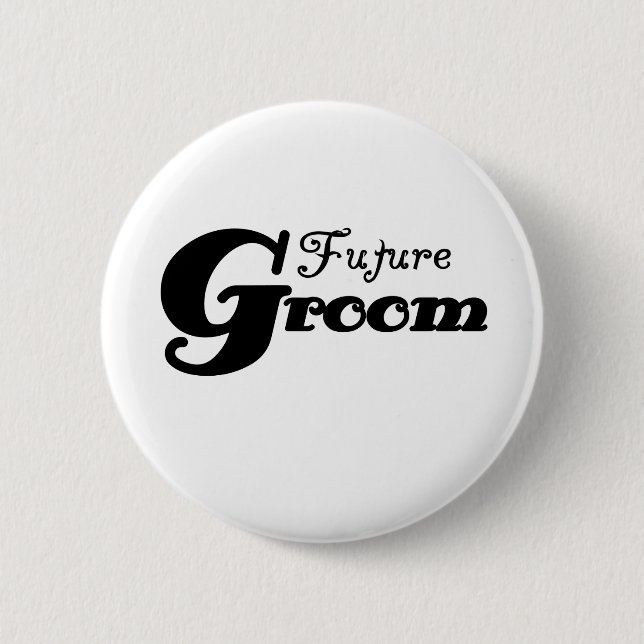 Black Text Future Groom 2 Inch Round Button (Front)