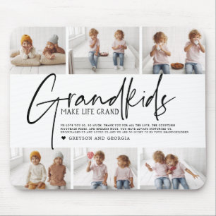 Black Text Grandkids Make Life Grand Photo Mouse Pad