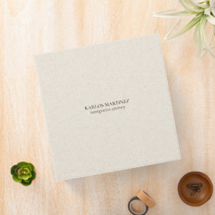 Black Text On Beige Linen Immigration Attorney Binder
