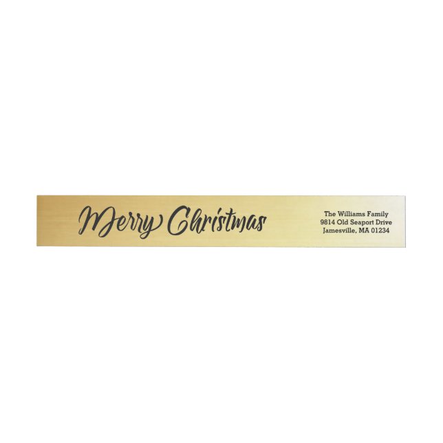 Black Text on Gold Christmas Wraparound Labels (Individual)