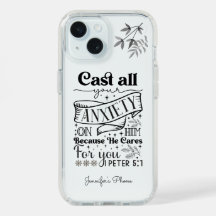 Black Text Typography, 1 Peter 5:7 Scripture