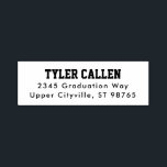Black Text Varsity Graduation Address Self-inking Stamp<br><div class="desc">This minimalist stamp includes sporty lettering. Please visit my Zazzle store for other options and coordinating grad party items. Don't hesitate to DM if you have requests for this design or matching pieces.</div>