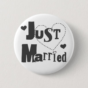 Black Text with Heart Just Married 2 Inch Round Button