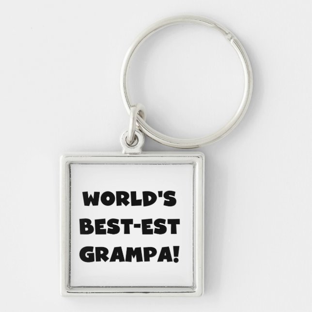 Black Text World's Best-est Grampa T-shirts Gifts Keychain (Front)
