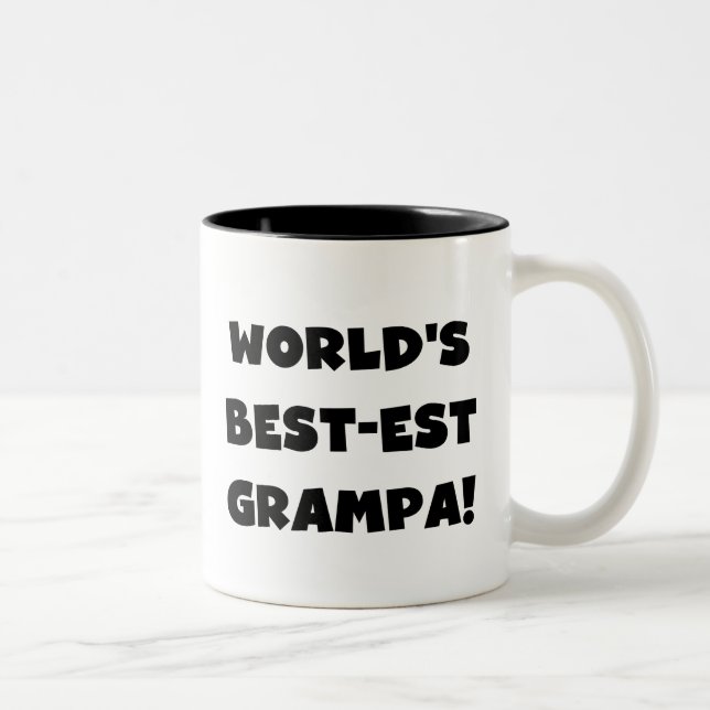 Black Text World's Best-est Grampa T-shirts Gifts Two-Tone Coffee Mug (Right)