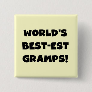 Black Text World's Best-est Gramps Gifts 2 Inch Square Button