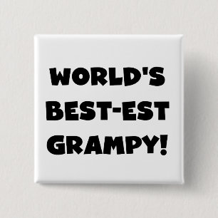 Black Text World's Best-est Grampy Gifts 2 Inch Square Button