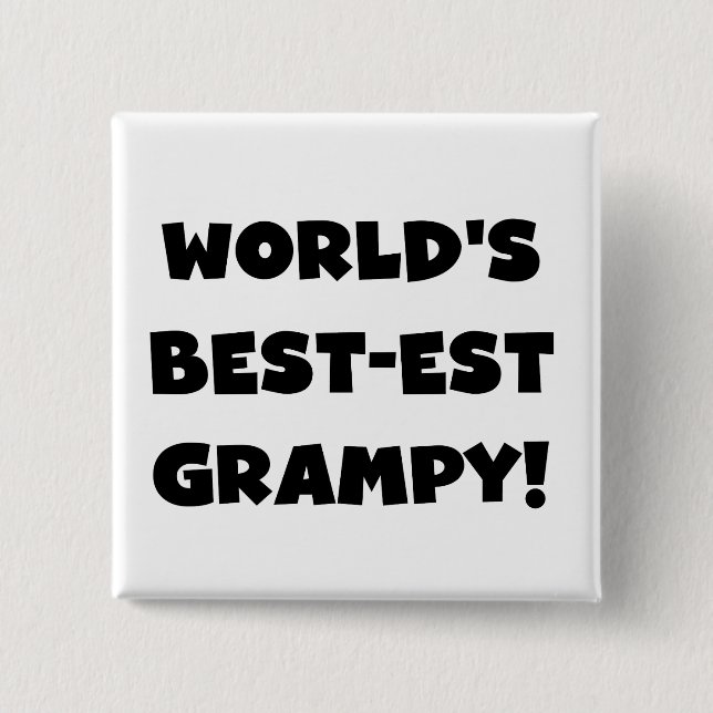 Black Text World's Best-est Grampy Gifts 2 Inch Square Button (Front)