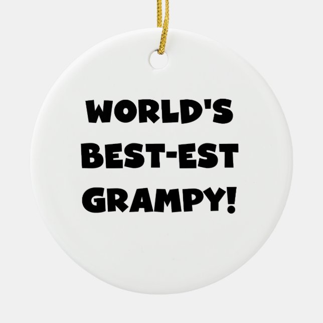 Black Text World's Best-est Grampy Gifts Ceramic Ornament (Front)