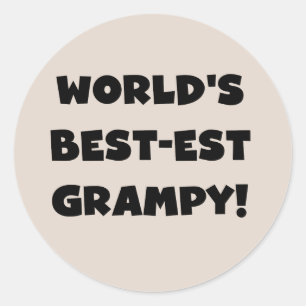 Black Text World's Best-est Grampy Gifts Classic Round Sticker