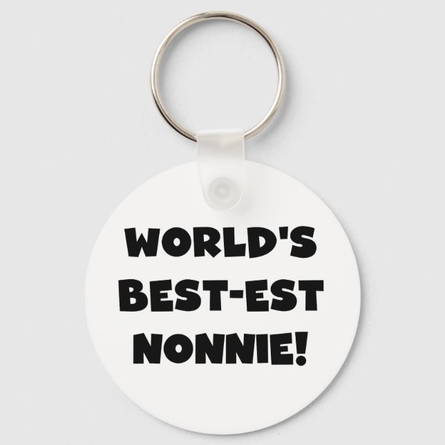 Black Text World's Best-est Nonnie Gifts Keychain (Front)