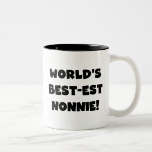 Black Text World's Best-est Nonnie Gifts Two-Tone Coffee Mug