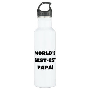 Black Text World's Best-est Papa Tshirts and 710 Ml Water Bottle