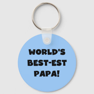 Black Text World's Best-est Papa Tshirts and Gifts Keychain