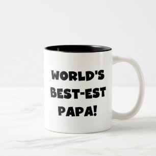 Black Text World's Best-est Papa Tshirts and Gifts Two-Tone Coffee Mug